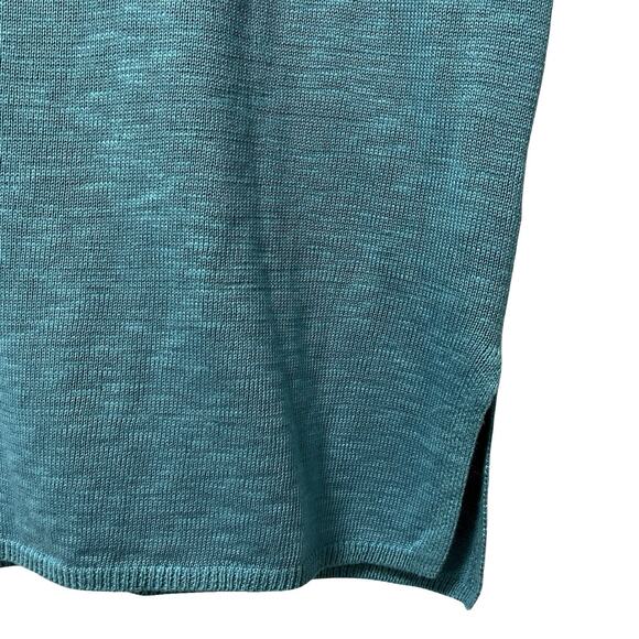 Free People Beach Marina Del Sol Linen Blend Sweater Top Size XS Teal Coastal - Picture 3 of 7